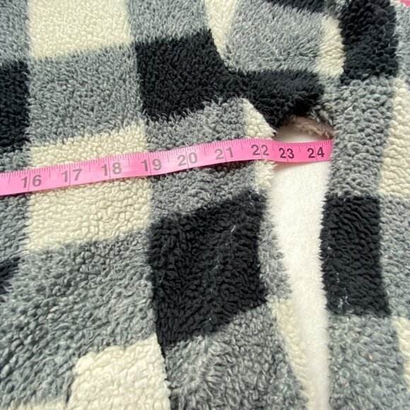 BILLABONG Women Fleece Jacket Sz M Black White Snap Closure Checker Beach 5-37 - Picture 5 of 16